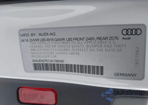 2018 Audi A5 2.0T Premium z USA, uszkodzony, nr VIN WAUENCF57JA108040